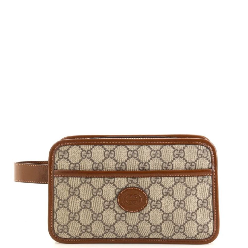 Gucci Interlocking G Travel Pouch GG Coated Canvas Brown